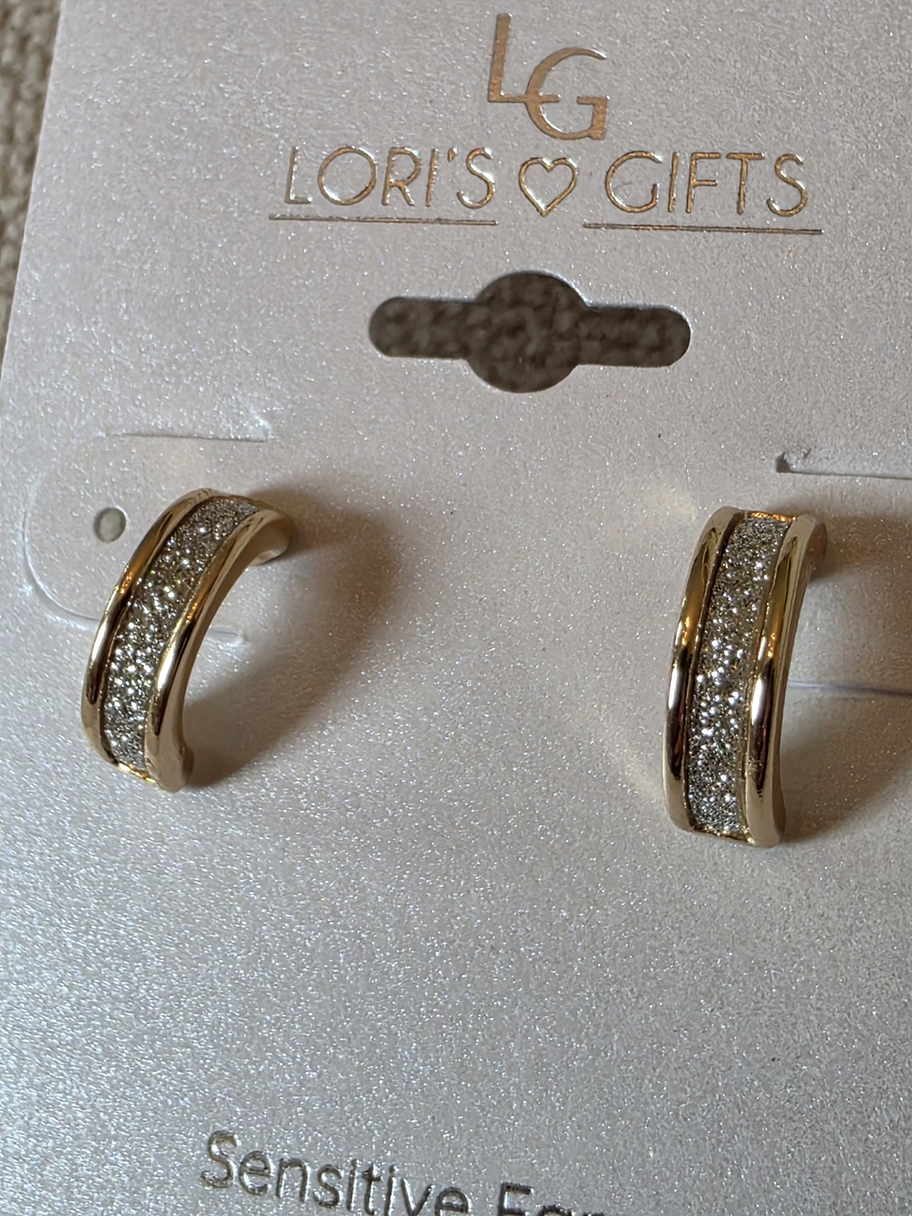 LG Two-Tone Gold and Silver Crystal Huggie Earrings
